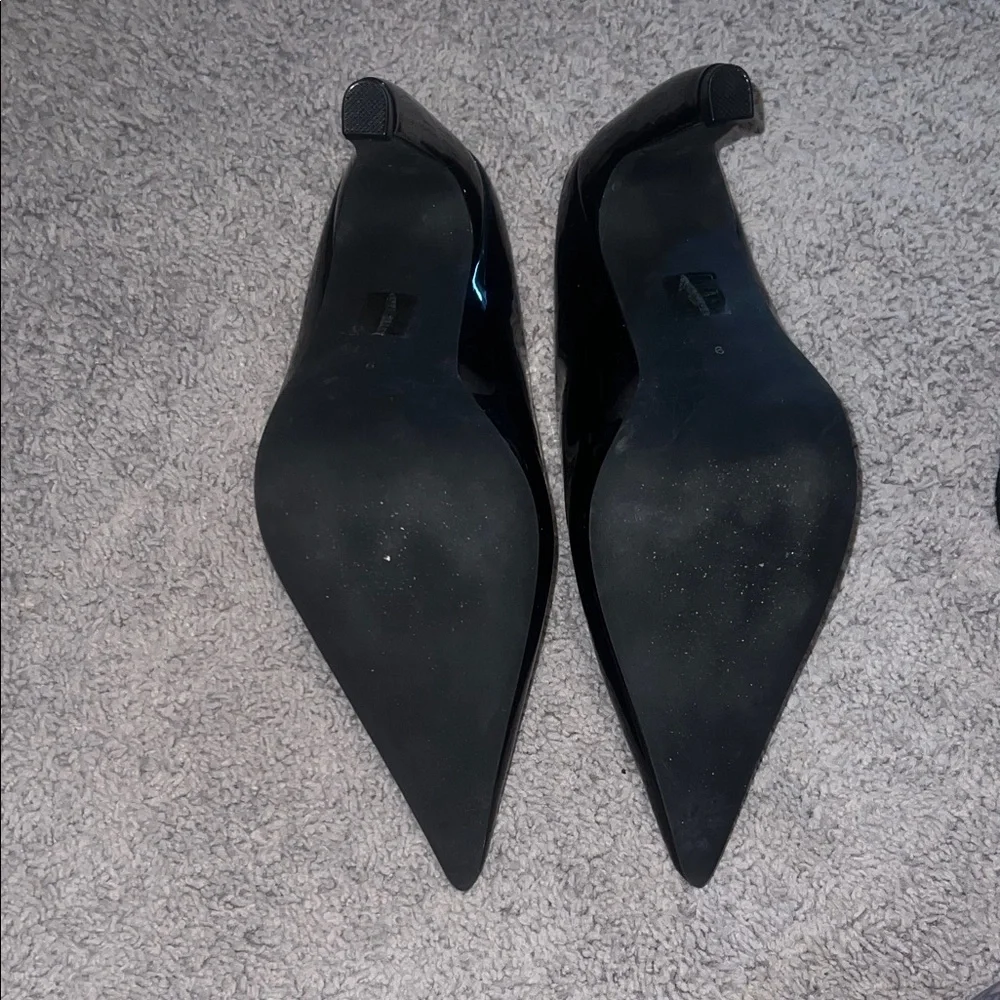 Jeffrey Campbell Glossy Black Pointed Slip-On Mules - Picture 3 of 3